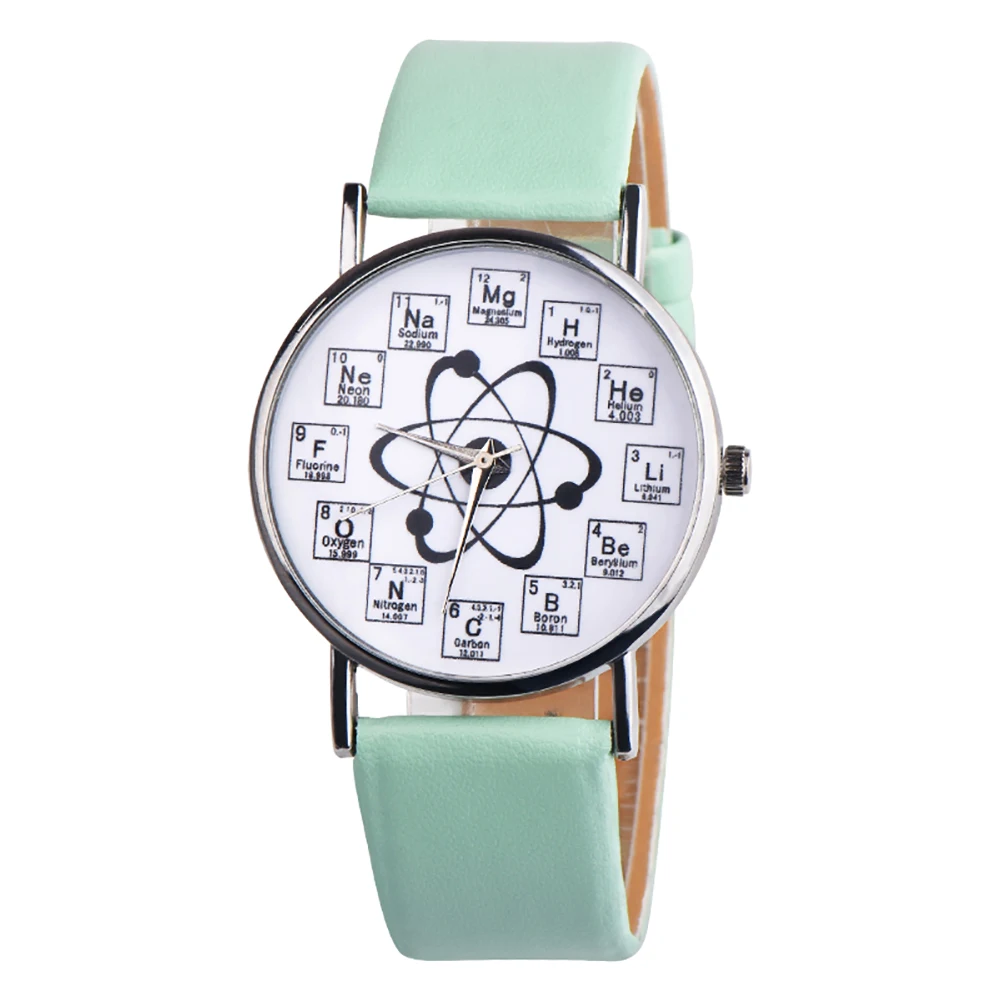 2020 Ladies Watches Creative Design Chemical Element Markers Molecule Pattern Watches Leather Band Quartz Watches Women Watches