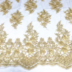 Golden golden car bone lace  full-width embroidery lace fabric wedding accessories car bone lace embroidered fabric