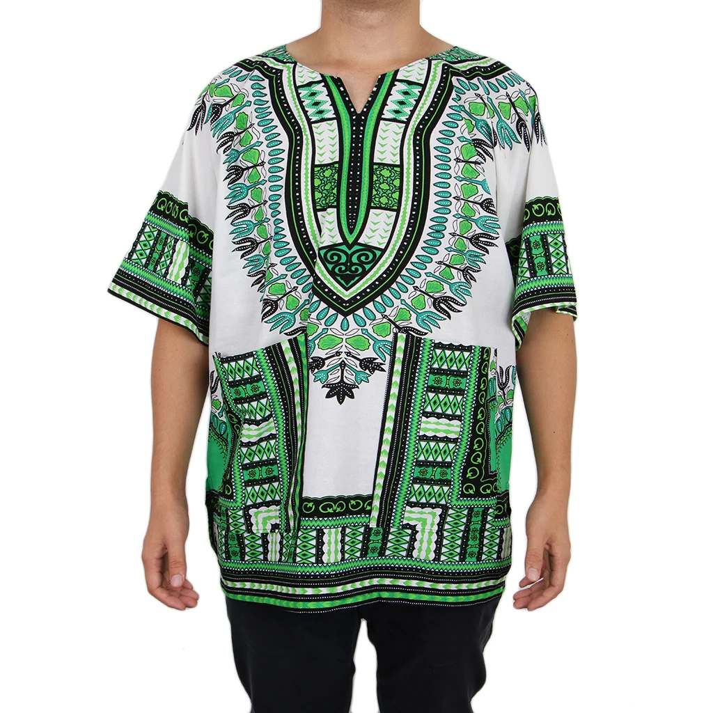 Unisex African Dresses for Adult Cotton One Size African Comfortabl Prints Dress Colorful Fit Hip Bazin Dashiki Shirt Top