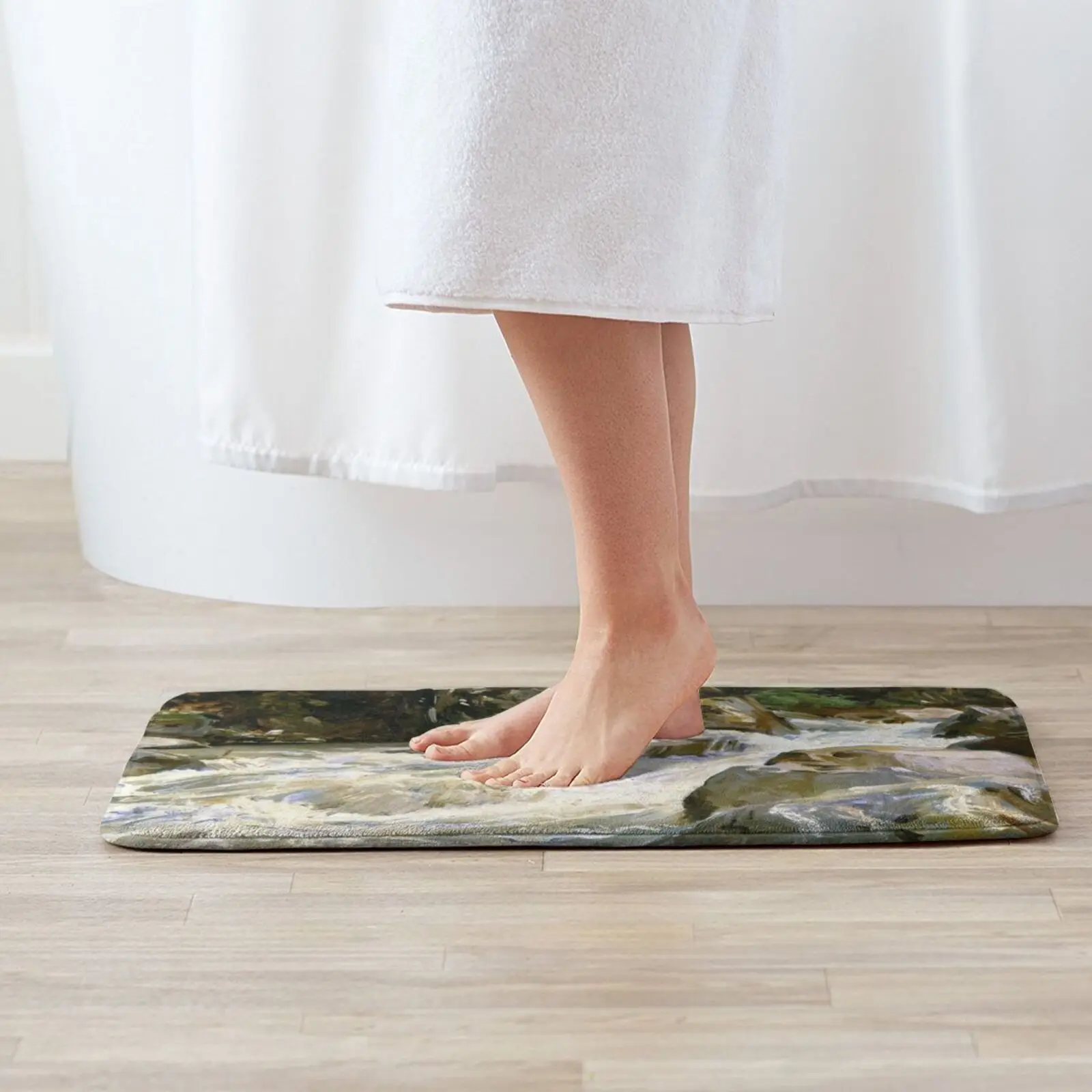 Stream Landscape Torrent In Norway , Oil Based Paint Entrance Door Mat Bath Mat Rug William Morris Morris William Morris