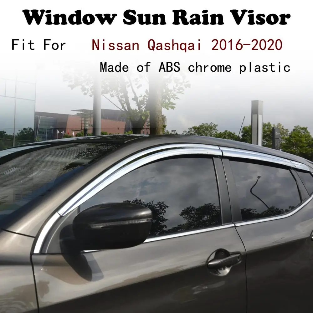 

ABS Chrome plastic Window Visor Vent Shades Sun Rain Guard car accessories For Nissan Qashqai 2016-2020