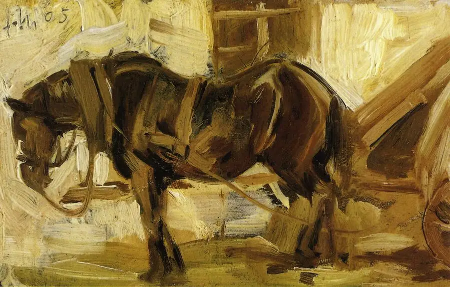 100% handmade Oil Painting reproduction on linen canvas,Smal  horse study 1905  by Franz Marc,Free Shipping,High Quality