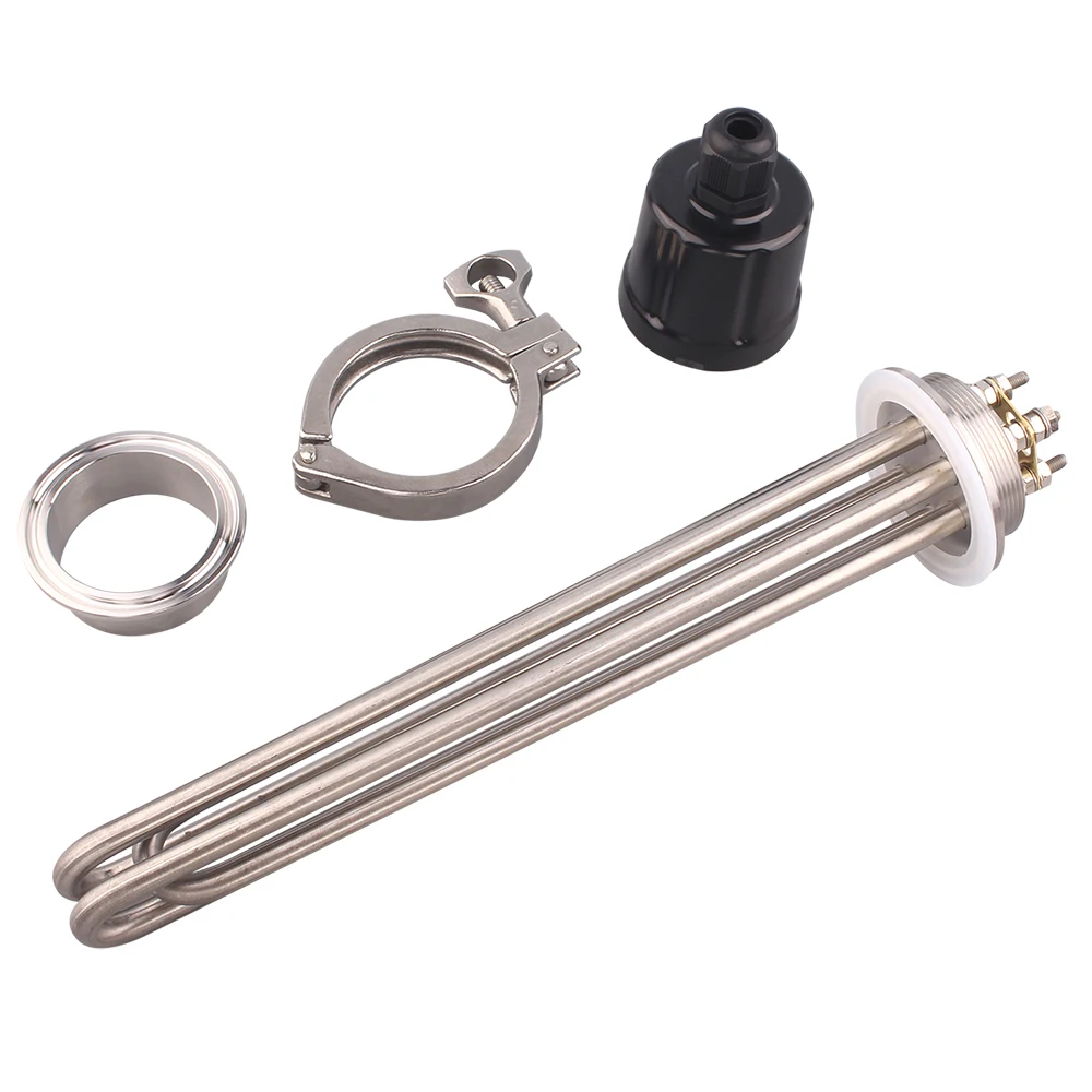 DERNORD 2 cale Tri-Clamp element grzejny do warzenia SUS304 3/4.5/6/9/12kw zanurzeniowy rurowy grzejnik elektryczny 220V 380V — zdjęcie 2