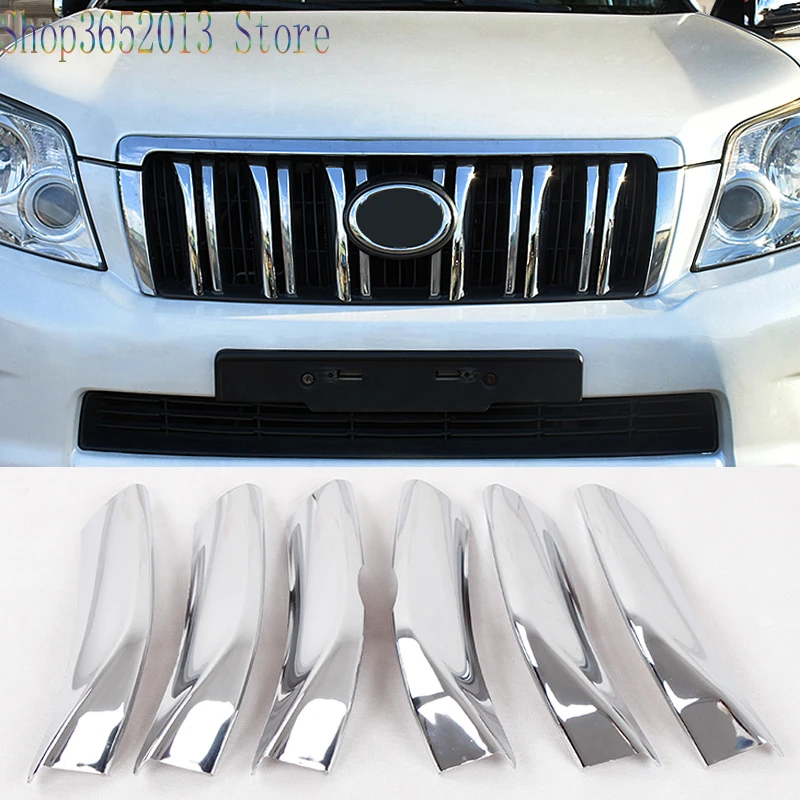 

Аксессуары для стайлинга автомобиля 6 шт. для Toyota Prado FJ150 2010-2013 хромированный ABS передний центральный чехол решетки радиатора декоративные наклейки