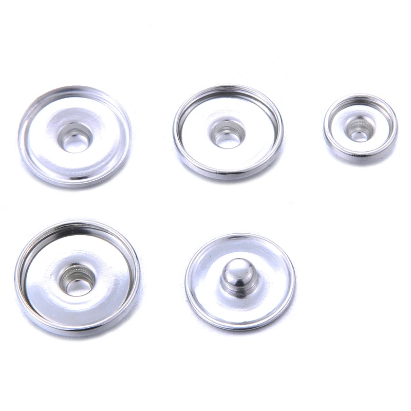 50pcs/lot Snap Jewelry Accessories Findings 12MM 16MM 18MM Metal Snap Buttons Fittings & Round Glass Cabochon for Jewelry Making