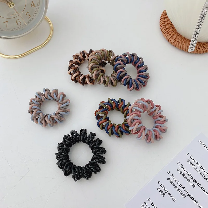 3pcs/set Telephone Cord Scrunchies Spiral Hair Ties Colorful Twisted Ponytail Holder Elastic Hair Band Women Hair Accessories