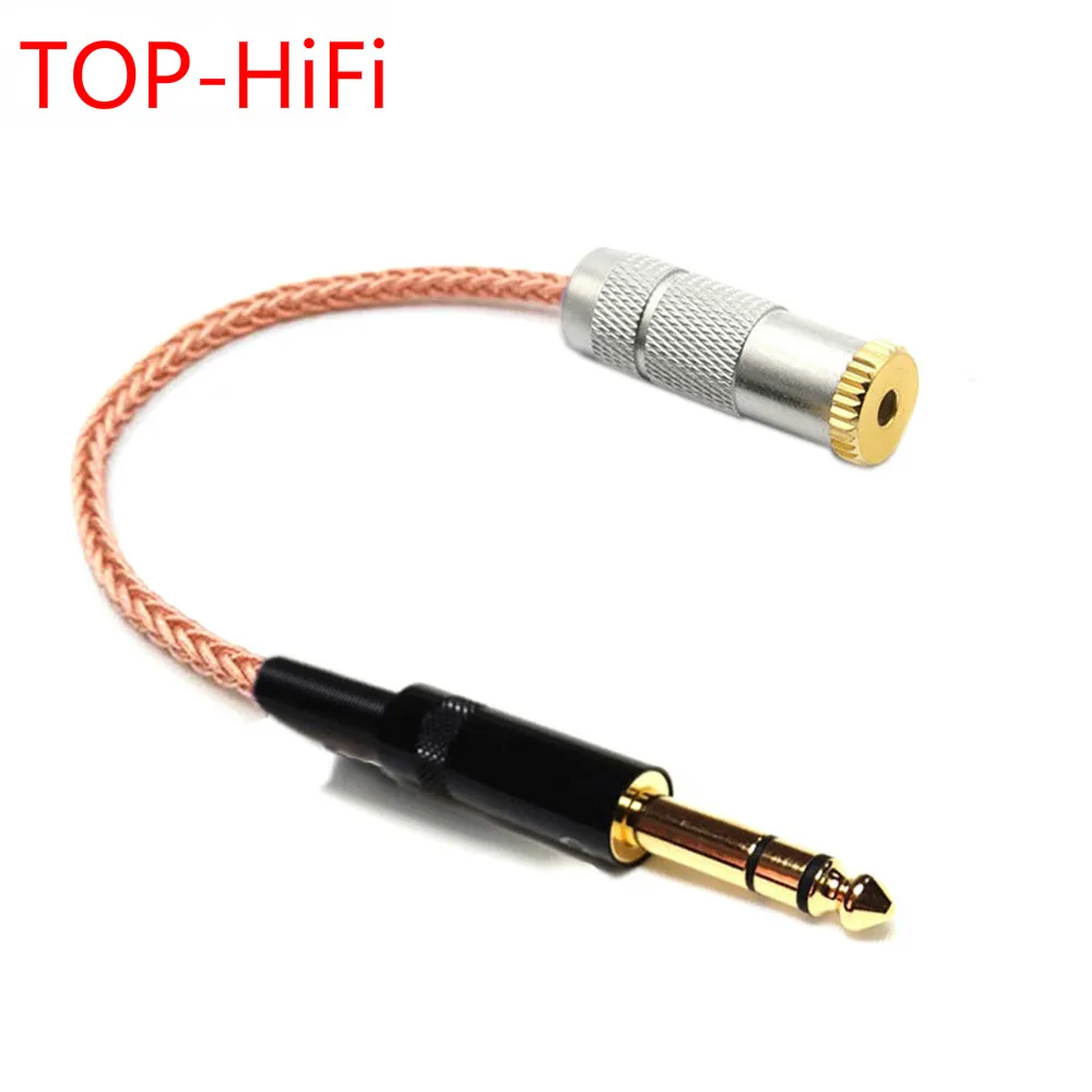 TOP-HiFi 10cm  Single Crystal Copper 6.35mm TRS 3pin Male to 2.5mm TRRS Balanced Female Audio Adapter Cable 1/4 6.35 to 2.5