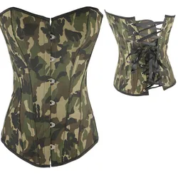 Camouflage Vintage Sexy Steampunk Corset for Women's Out Wear Overbust Waist Slimming Bustier Fashion Print Sexy Tube Top Corset