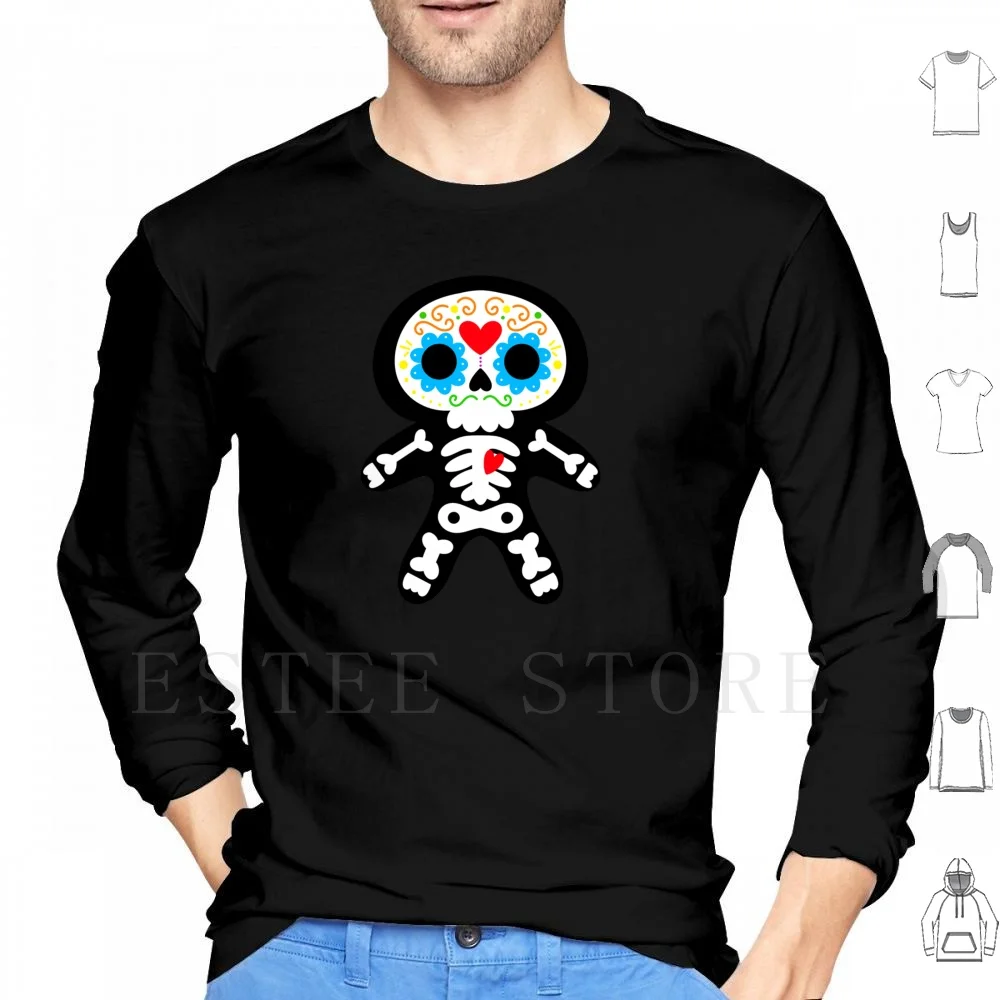 

Sugar Skull Hoodie Long Sleeve Skeleton Mexican Calavera Dead Skul Lsugar Skull Dia De Los Muertos Ghost Monster Scary