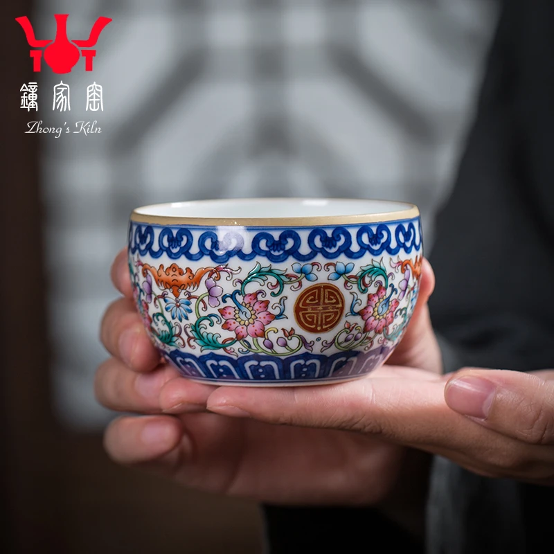 |white porcelain teacup Jingdezhen handmade blue and white twining pattern enamel porcelain kungfu tea cup single cup