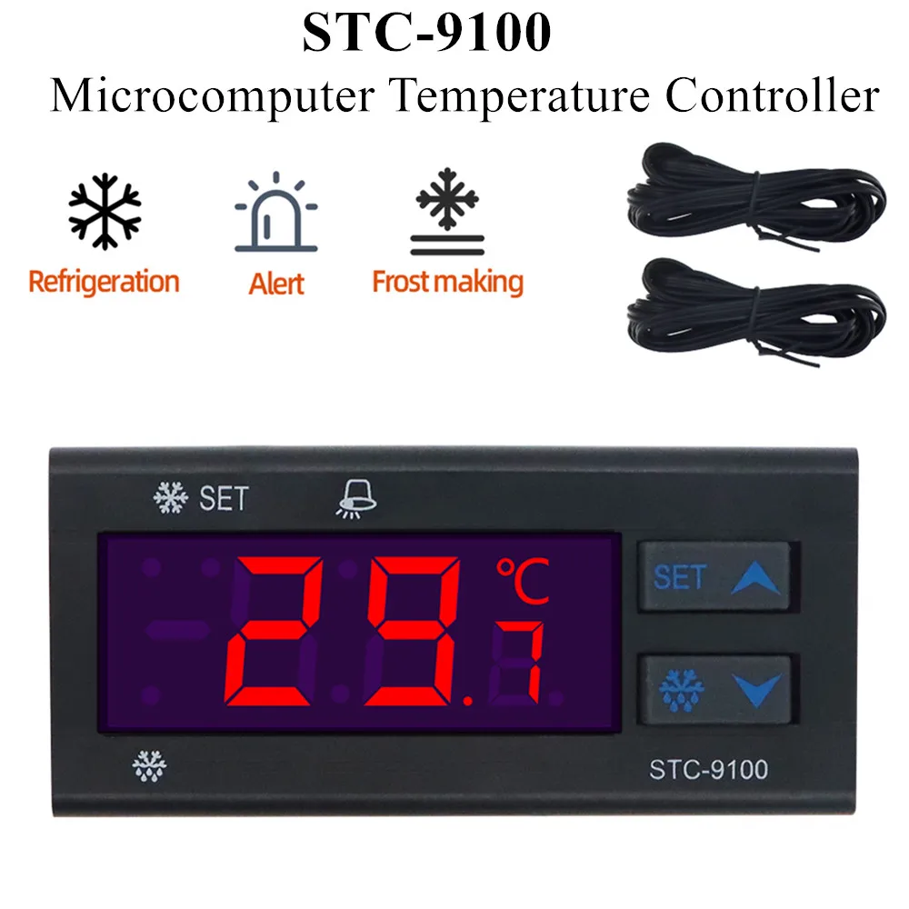 STC-9100 Microcomputer regolatore di temperatura cella frigorifera congelatore regolatore di temperatura raffreddamento allarme gelo doppio sensore