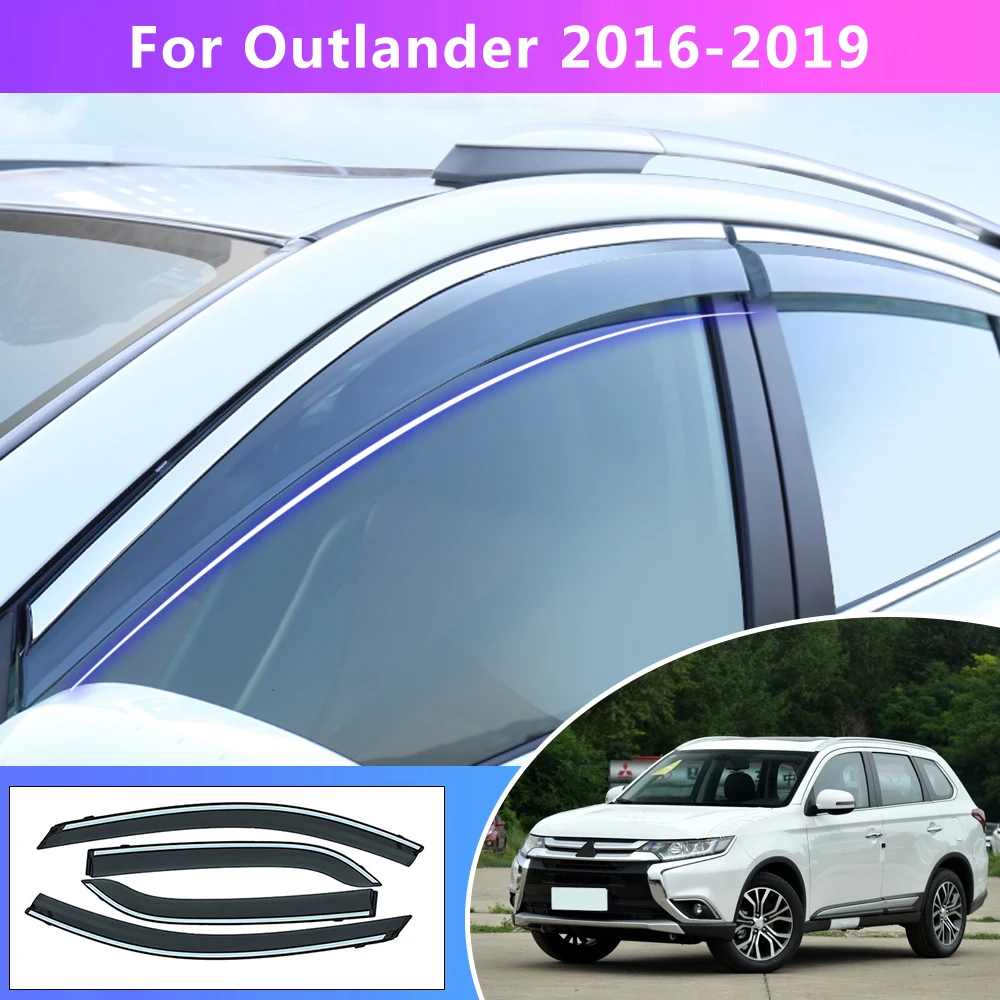 Car Sunny Visor For Mitsubishi Outlander 2016 2017 2018 Smoke Window Sun Rain Exterior Visor Deflector Guard Auto Accessories