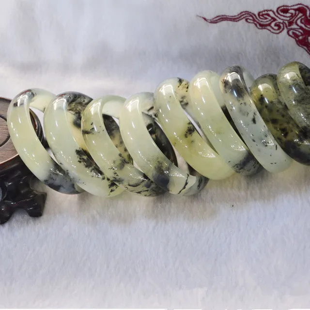 Natural Xiuyu hand-carved ink floating flower jade bracelet women's real jade bangles Fine jadeite Jewelry accessories