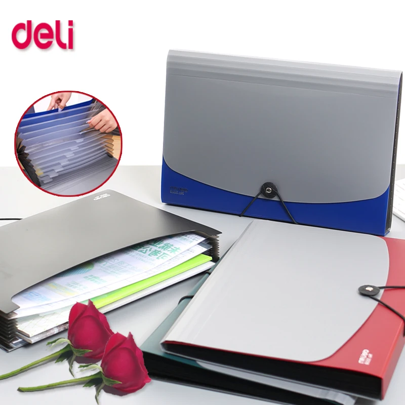 

Deli 13 Pockets Expanding File Folder A4 Files Organizer for Home Office School Document Storage Plastic Folder