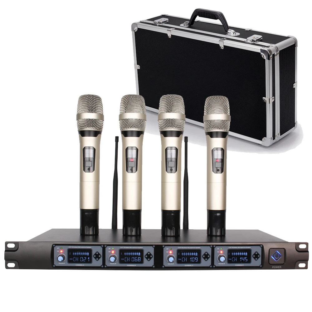 MiCWL Professional UHF 4 Channel Dynamic Handheld Microphone System Wireless DJ Karaoke Stage Sing Sets 3 Years Warranty