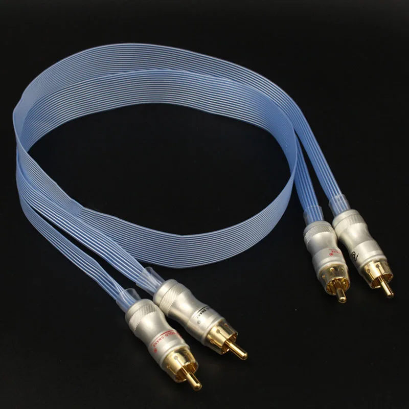 Cabo banhado a prata Hifi Audiocrast cobra branca azul cabo de interconexão RCA banhado a ouro