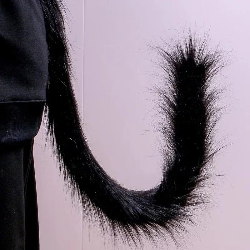 Cat Tail Cos แมวหูสัตว์หมาป่าหางยาวกำมะหยี่ Tiger Panther แม่บ้าน Nekopara Lolita Upturned จำลอง Beast หาง