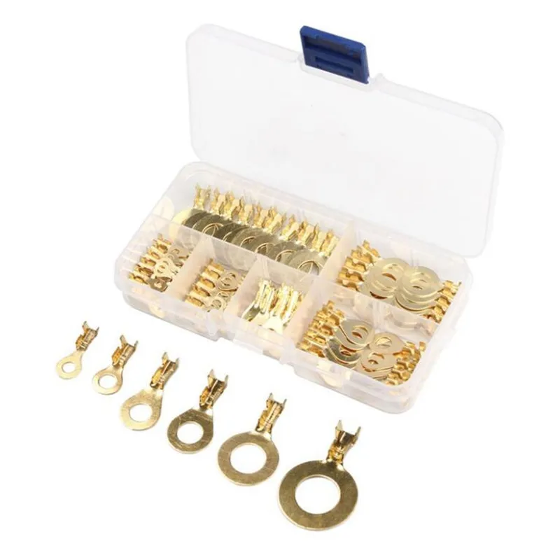 150pcs/set Round Terminal Block DJ431 O-type Lugs Terminals Cold-Pressed Connector Copper Tab Wiring Nose Combination Set