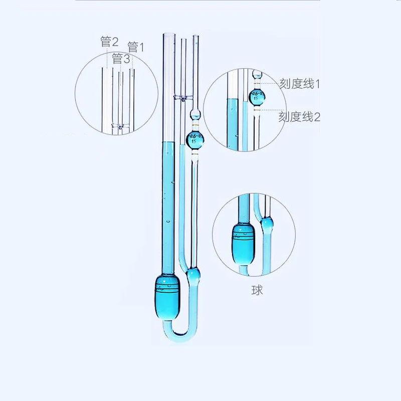 Lab Glass Ubbelohde Viscometer Petroleum Capillary Viscometers Attached Constant  0.3-0.4 to 1.1-1.2