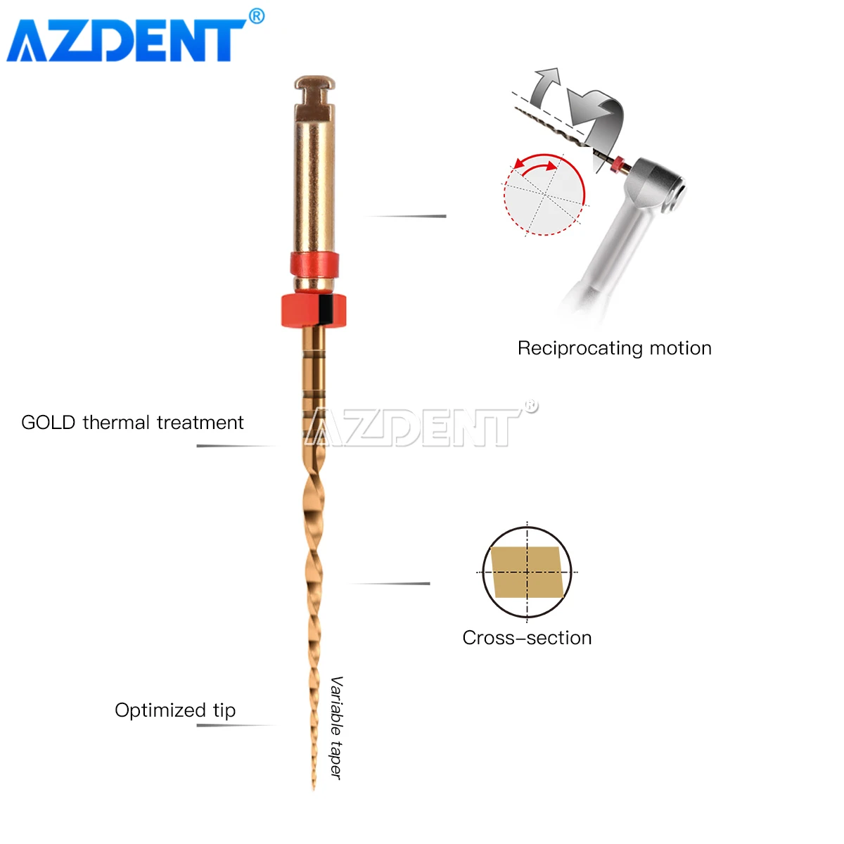 5 BoxesT Dental Reciprocating Files Endodontic Root Canal Niti File AZDEN 25mm Engine Use 4pcs/Box Dentistry