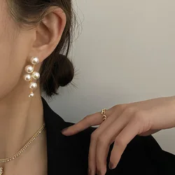 Vintage Big Pearl Beads Tassel Earrings For Women Fashion Jewelry Korean Ladies Elegant Charms Ear Jewellery Party Gifts