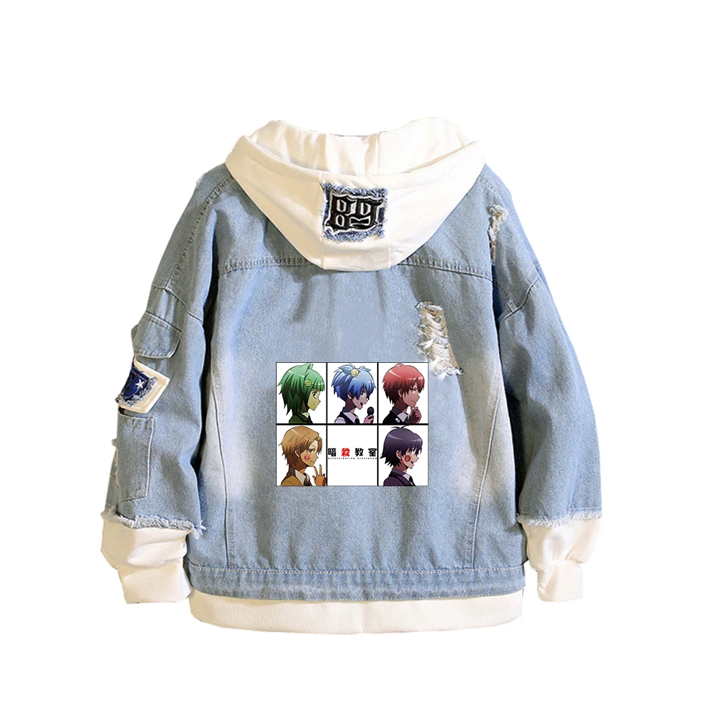Assassination Classroom Couple Coats Cartoon Demin Jacket Korosensei Jeans Sweatshirt Harajuku Streetwear Boys Anime Hoodies