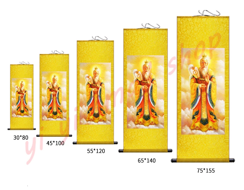 Portrait of Supreme Lord Lao Jun, Taoism, moral heaven, Dharma altar decorative painting, silk, scroll hanging painting