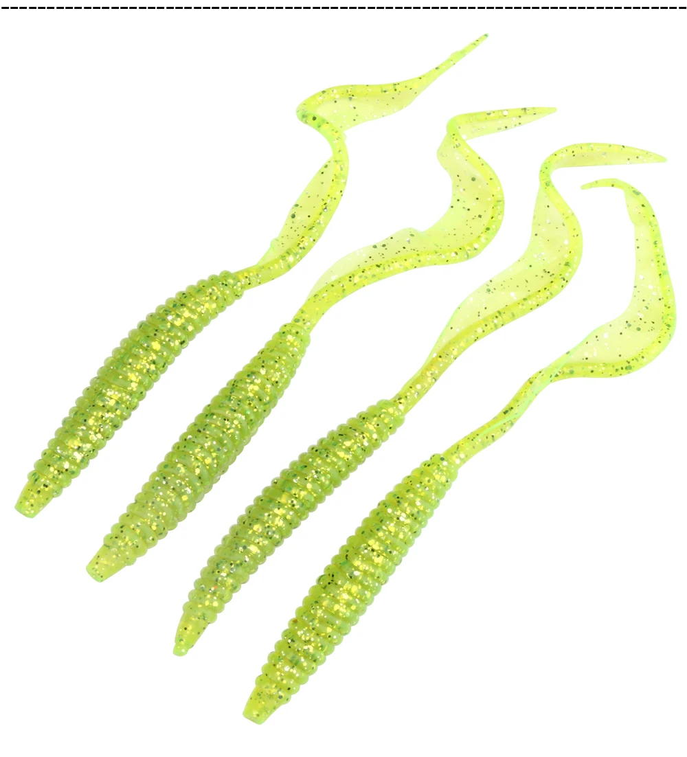Spinpoler 18 cm 13 cm weicher Köder, Wurmköder, flexibel, langer Schwanz, 4 Farben, Silikon, Regenwurm, Würmer, lebensechter Angelköder, 5 Stück/Packung – Detail 12