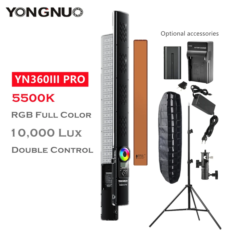 

YONGNUO YN360III PRO Photography LED Video Ice Light Touch Adjusting with Remote 5600K RGB Stick Lamp For Makeup Vlog TikTok Ins