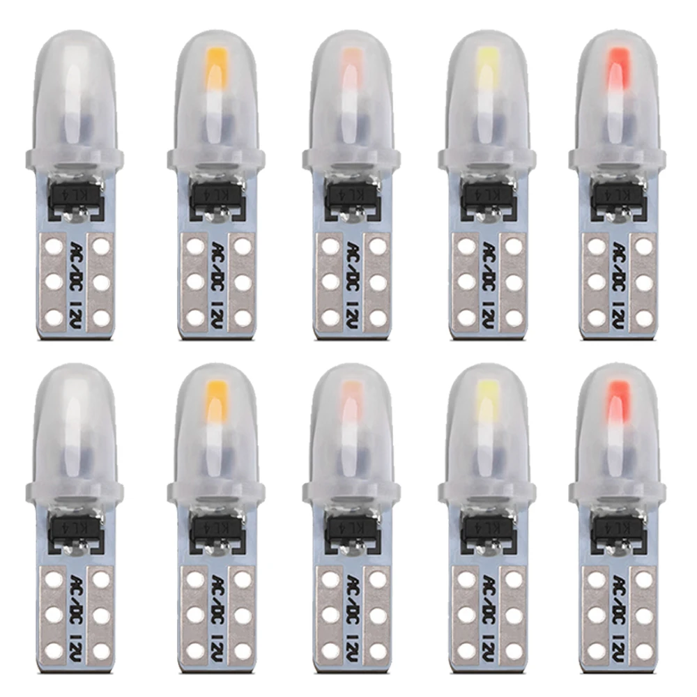 10Pcs T5 Led Bulb W3W W1.2W Led Canbus Car Interior Lights Dashboard Warming Indicator Wedge Auto Instrument Lamp 12V 3014 2SMD