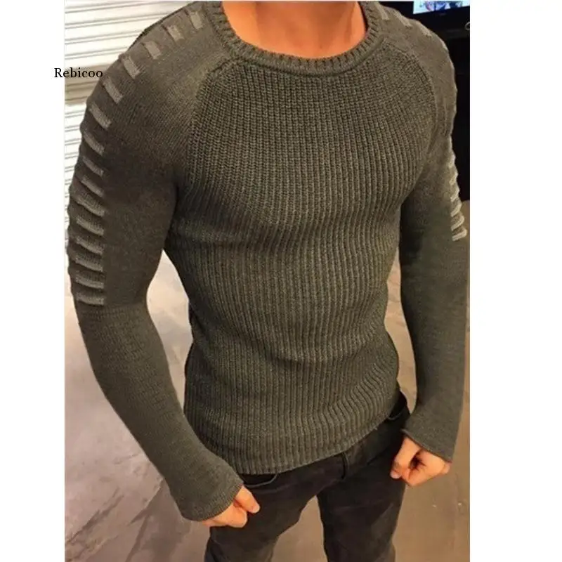 

Men's Sweater European American Style Cross-Border Slim Long Sleeves Round Neck Sweater Round Neck Sweater Men's Tops