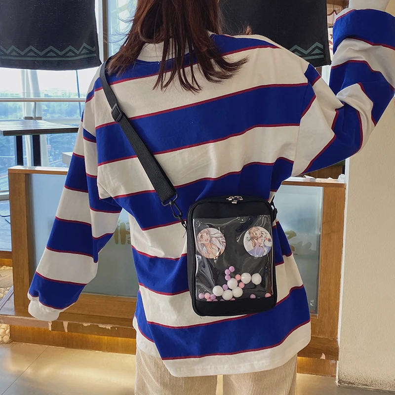 Transparent Bags Japanese Style Messenger Composite Zipper Crossbody Student All-match Portable Sweet Casual Patchwork Bolsa New