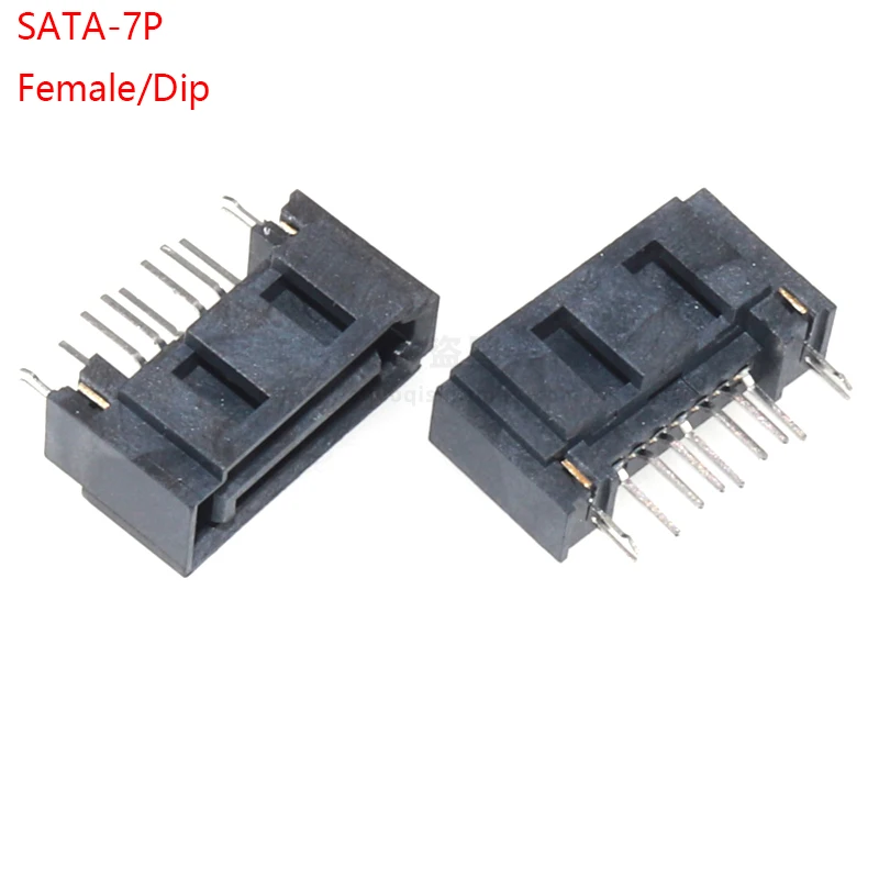 5PCS SATA 7Pin Female 3.0 Type A Pin SATA 7P Double Row Dislocation 180 Degree Connector Hard Disk Interface Socket SATA PCB DIY