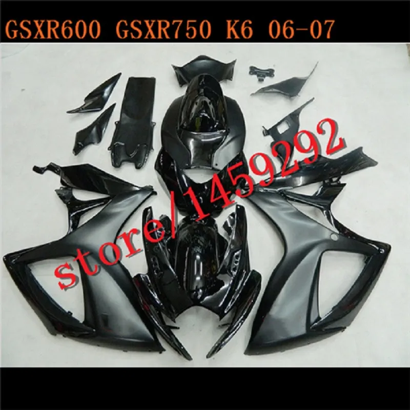 

Motorcycle Fairings Kit Fit For gsxr600/750 2006-2007 GSX600 750 2006 2007 full black Bodywork Fairing Set