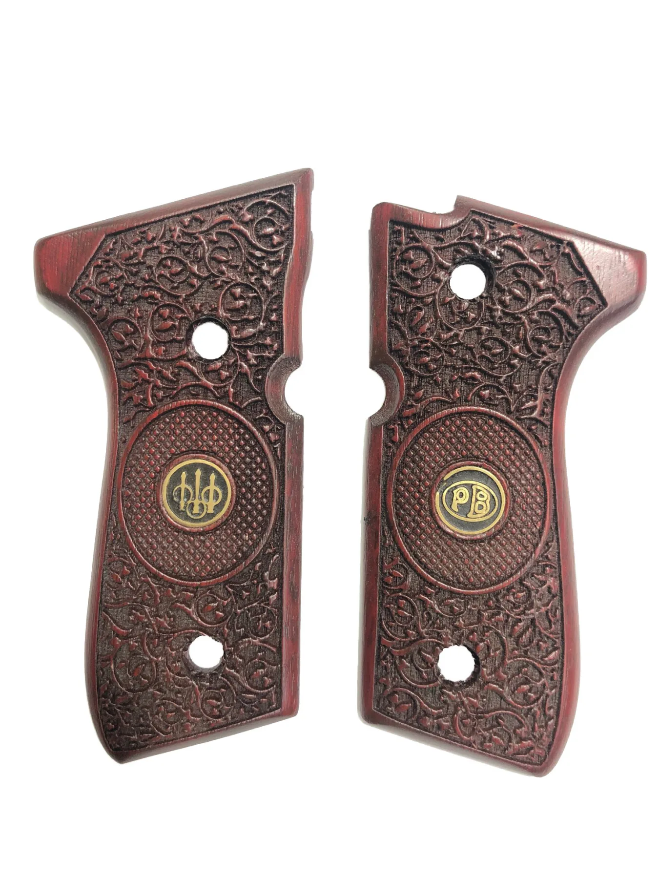 

Beretta F92 Yavuz 16 Compatible Metal Laser Cut Red Wooden Grip