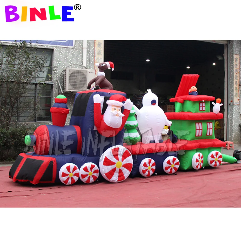 Best Choice Products 5m large inflatable Christmas train with santa and snowman,inflatable vehicle for holiday decoration