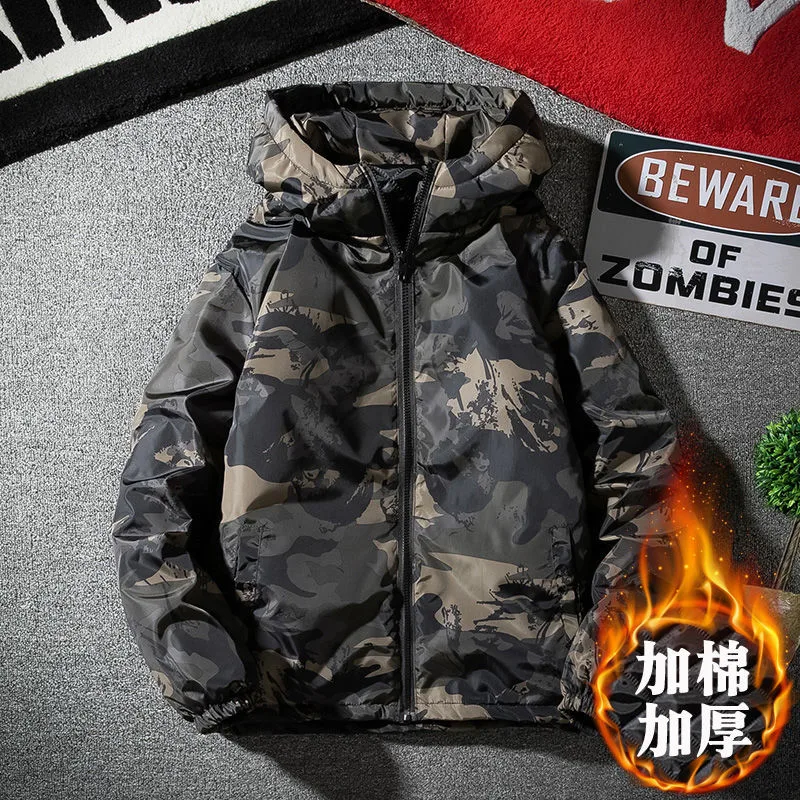 Jaqueta de inverno 2019 venda quente camuflagem do exército grosso quente casaco parka masculino moda com capuz parkas