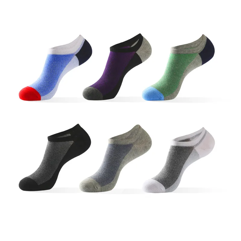 5 Pairs Mens Boat Cotton No Show Coton Ankle Socks Pack Invisivel Boat Thin Breathable Sock for Men Plus Size 44 - 48