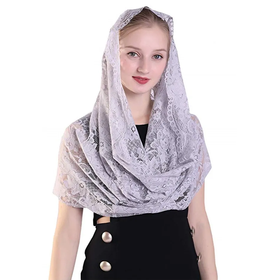 Baru Biru Laut Renda Kerudung Mantillas untuk Gereja Headcovering Headwrap Katolik Latin Mass Mantilla Black Voile Mantillas 2019