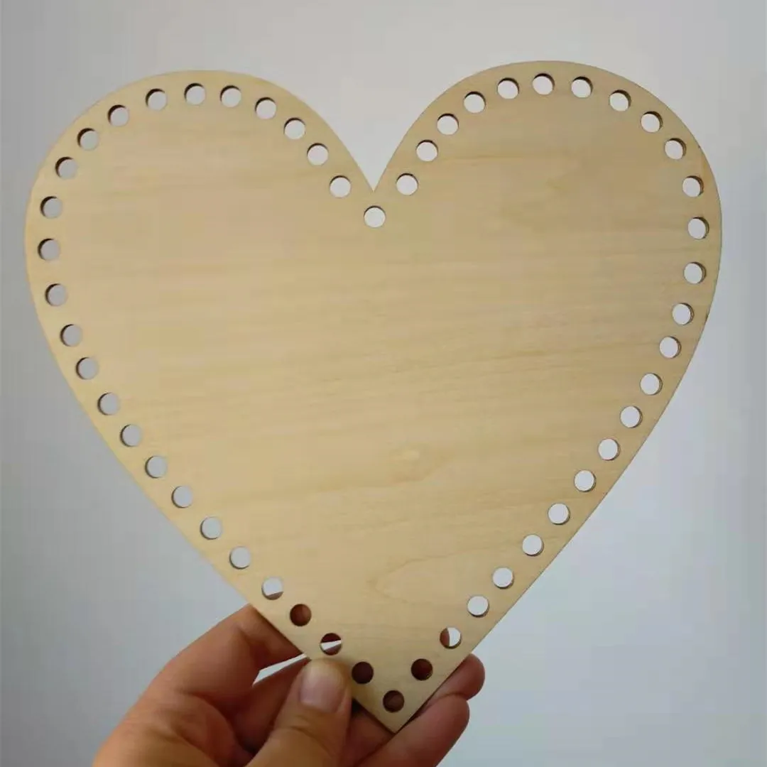 2pcs High Quality Heart Shape Wooden Bottoms For Knitting Basket Crochet Accessory