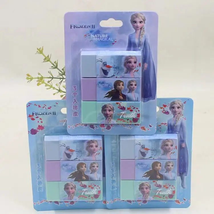 3 PCS Disney Frozen Eraser Creative Cartoon Oversized Color Elastic Eraser Office School Supplies Kids Kawaii Gift