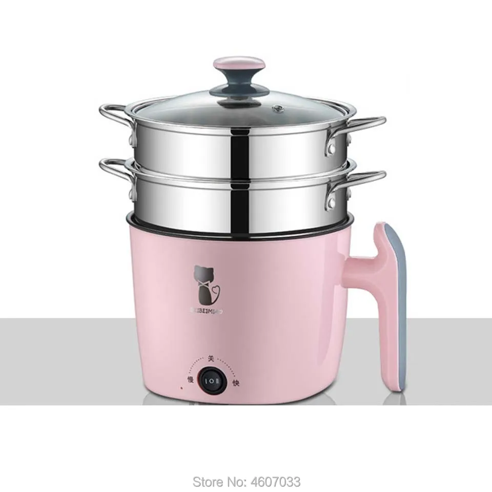 220V Multifunctional Electric Cooker Heating Pan Electric Cooking Pot Machine Hotpot Noodles Rice cook Eggs Soup double Steamer