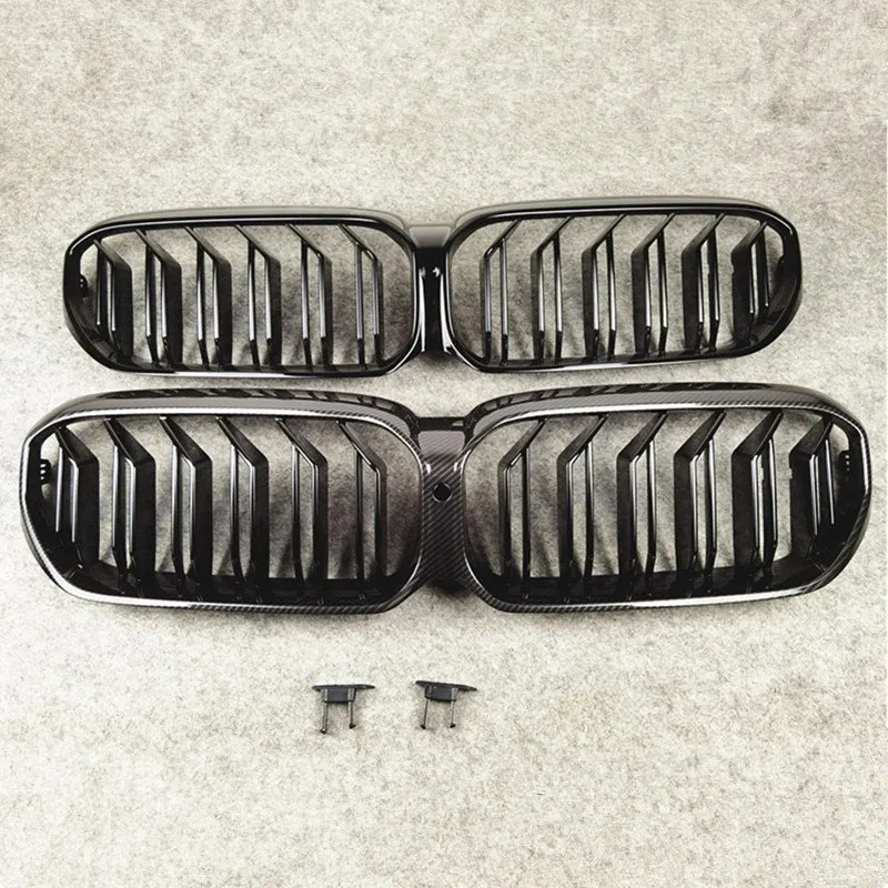 

New Style Double Slat Car ABS Front Mesh Grille Grill For B-MW 5 Series G30 2021 Glossy Black Kidney Grille