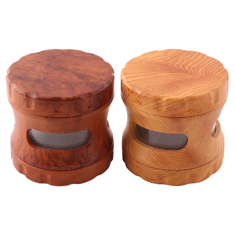 

63mm Wooden Resin 4 Layers Tobacco Grinder Herb Tobacco Crusher Spice Grinder Drum Shape Smoke Accessories