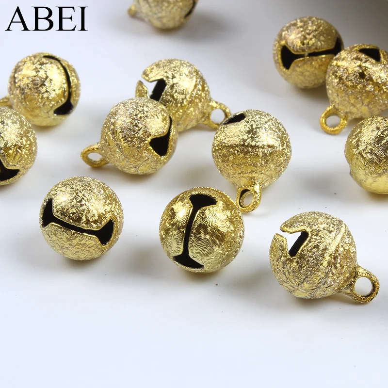 50pcs 10mm Copper Bells DIY Crafts Accessories Christmas Gingle bell Wedding party Decoration Matte Gold Bell