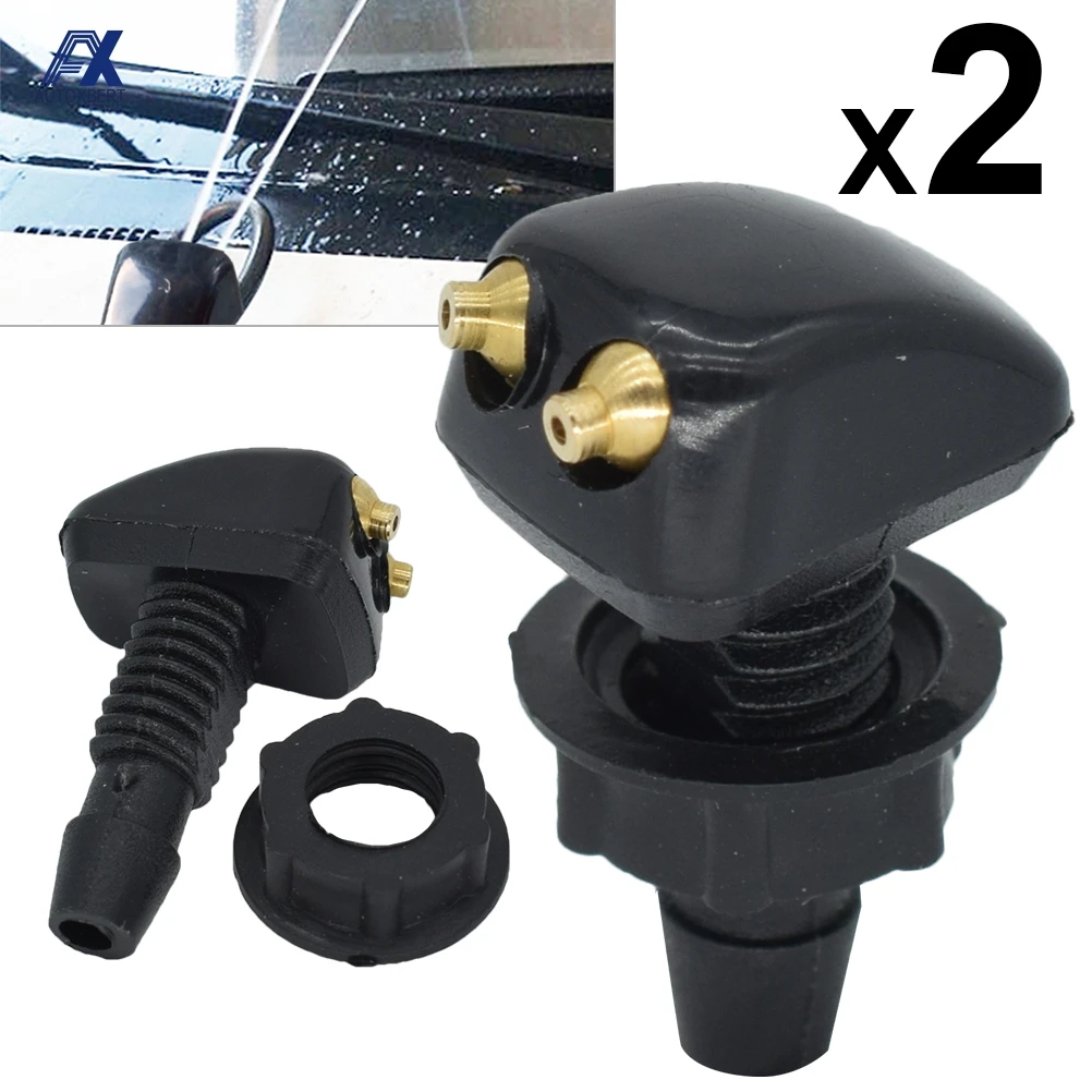 2X Car Front Windscreen Universal Washer Jet Wiper Nozzle Water Spray DIY Kit For VW Ford Renault Volvo Peugeot Auto Replacement