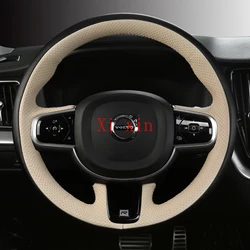 For Volvo XC60 XC40 XC90 S60 S90 V60 V90 DIY custom leather hand-sewn special car steering wheel cover