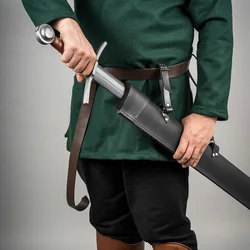 Medieval Viking Leather Sword Scabbard Sheath Holder Saxon Knight Cosplay Costume Accessory LARP Waist Belt Holster Prop For Men