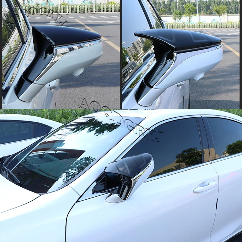 Glossy Black Rearview Mirror Moulding Trim Covers set 2 pcs For Lexus ES350 ES300h 2018-2020