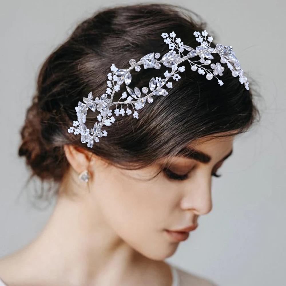 Bride Crown Rhinestone Wedding Headdress Bridal Hair Accessories Women Tiara Hair Ornaments Women Headband Bridal Hair Jewelry